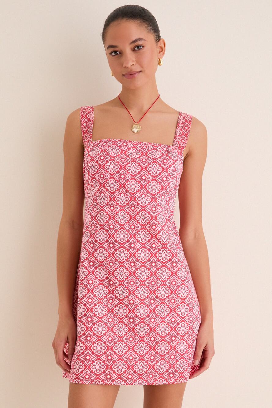 NWT Hyacinth House Red White Geo Floral Volos Sleeveless Mini Dress Cotton XXL